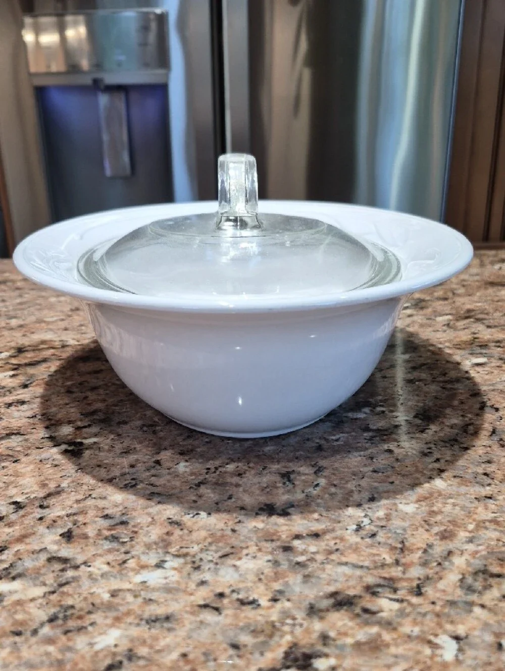 Corningware Elegant Floral Bowl White Covered Casserole with Clear Lid